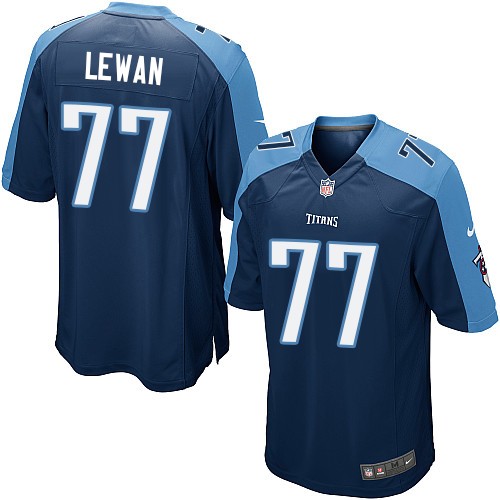 Men's Game Taylor Lewan Nike Jersey Navy Blue Alternate - #77 NFL Tennessee Titans